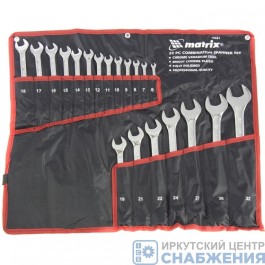 Набор ключей комбинированных, 6-32мм, 20шт, полированный хром, сумка MATRIX 15441