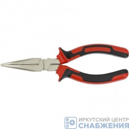 Длинногубцы Nickel 180мм, красно-черная ручка, изогнутые MATRIX 17422