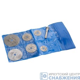 Набор кругов отрезных по металлу для дрели (22-50мм, Ф хвостовика 6мм) 7пр ROCKFORCE RF-11004