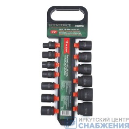 Набор торцевых ударных головок 6гр. 1/2" 10-32мм планка 13пр. ROCKFORCE RF-4139МРВ