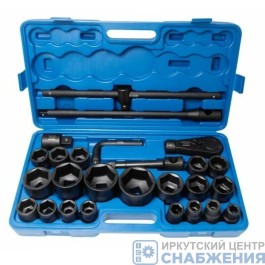 Набор инструмента, 6гр. 3/4", 1" 12гр. 1" 12гр. пластик.кейс 26 предм. ROCKFORCE RF-68262-5