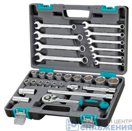 Набор инструмента, 6гр. 1/2",  CrV, пластиковый кейс 31 предм. STELS 14102