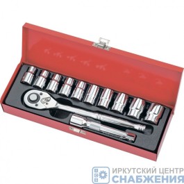 Набор торцевых головок 6гр. 1/2" 10-24мм, метал. кейс 12пр. MATRIX 13526