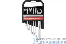 Набор ключей комбинированных, 6-19мм, 8шт, матовый хром, холдер MATRIX 15408