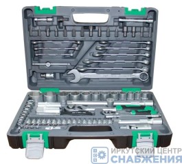 Набор инструмента, 6гр. 1/2",1/4, CrV, пластиковый кейс 82 пр. STELS 14105