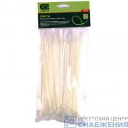 Хомуты 180х3.6мм, пластмассовые, белые (уп.100), СИБРТЕХ 45525
