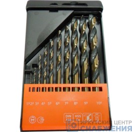 Набор сверел по металлу 1-10мм, Р6М5К5 пластик.бокс 10пр. АвтоДело 40810