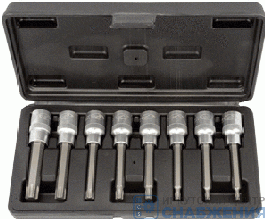 Набор торцевых головок вставка TORX Т20-Т60 L-100мм в кейсе 8пр. АвтоДело 39600