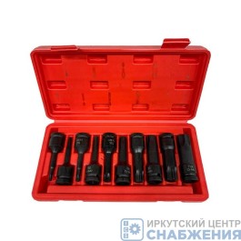 Набор торцевых ударных головок-бит 6гр. TORX 1/2" T30-Т100 L=78мм, пластик.кейс 10пр. SONGRUI  SG-52212-30100