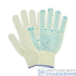 Перчатки х/б ПВХ точка протектор 5 нитей Иваново БЕЛЫЕ
